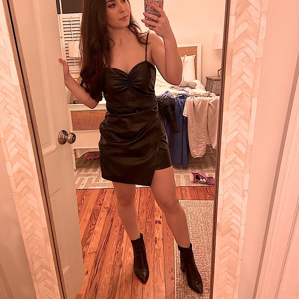 Zara Black Leather Mini Dress